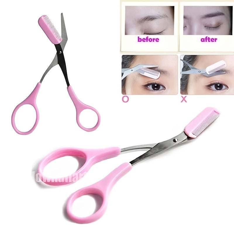 High-Quality Stainless Steel Eyebrow Scissors with Comb