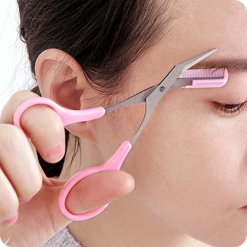 High-Quality Stainless Steel Eyebrow Scissors with Comb