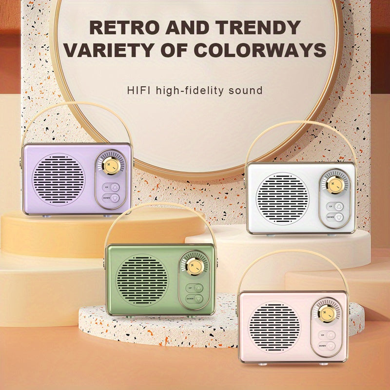 White Portable Retro Speaker, Wireless Small Speaker with USB Flash Drive TF Card, FM, Ideal for Family Gathering