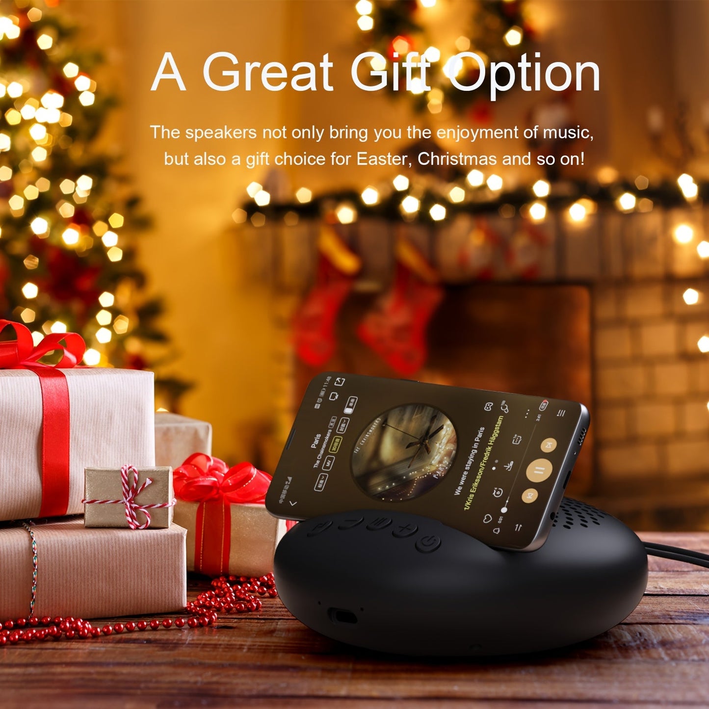 Portable Wireless Speaker, Multifunctional TWS Speaker Can Be Used As Phone Holder, With Two Slot Pen Holder, BT 5.3