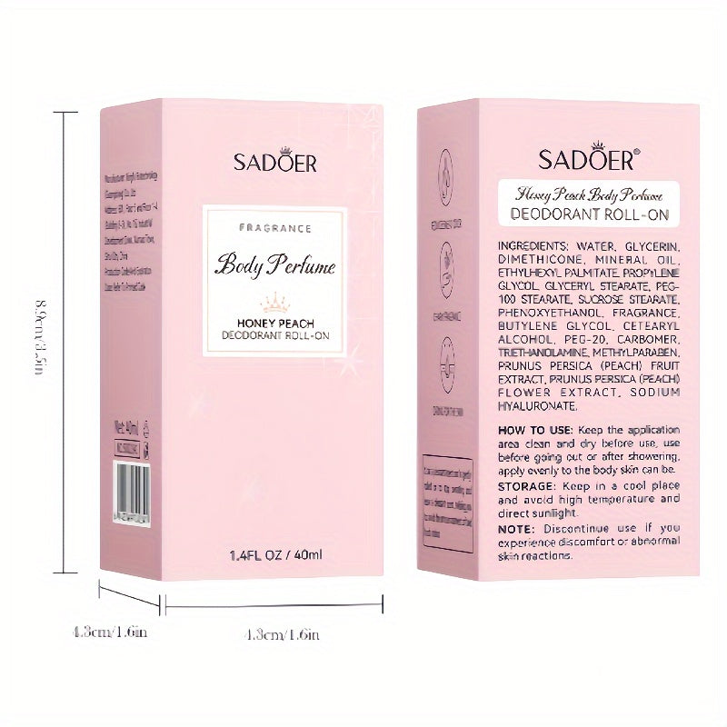 Refreshing Honey Peach Body Perfume, Roll Deodorant Balm Solid For Women 40ml