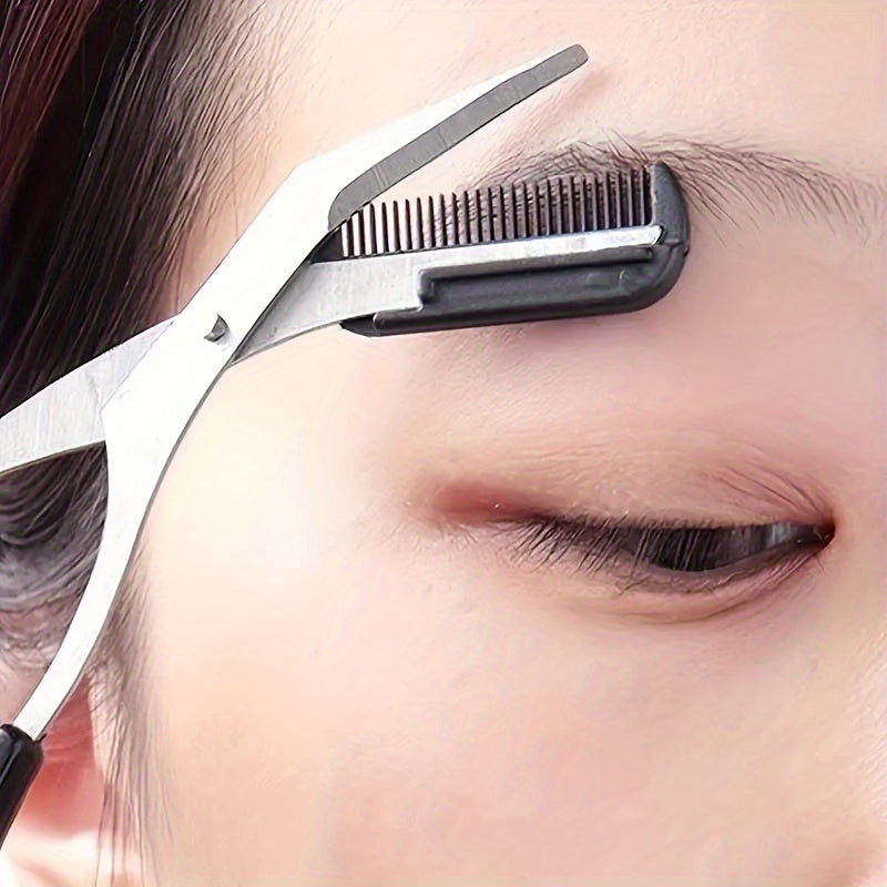 High-Quality Stainless Steel Eyebrow Scissors with Comb