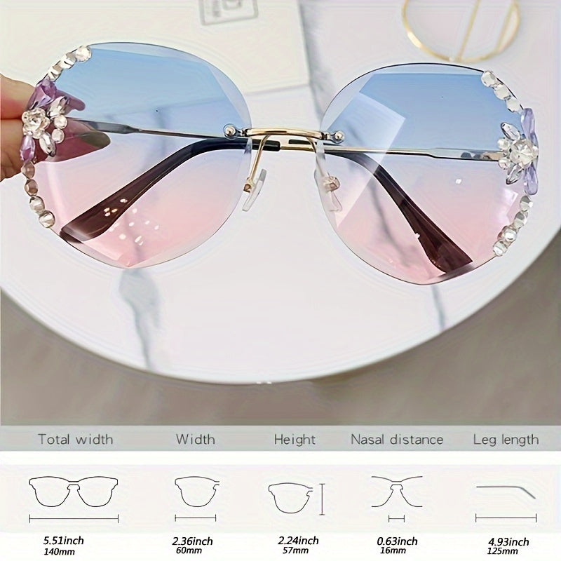 Shiny Rhinestone Frameless Cut Edge Sunshade 2pcs