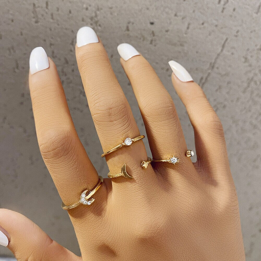Golden Luna Ring Set