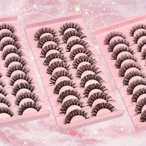 10 Pairs Curly Faux Mink False Lashes