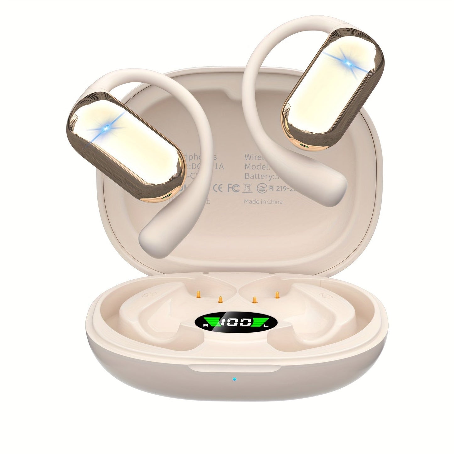 Wireless Bone Conduction Earbuds with LED Charging Case