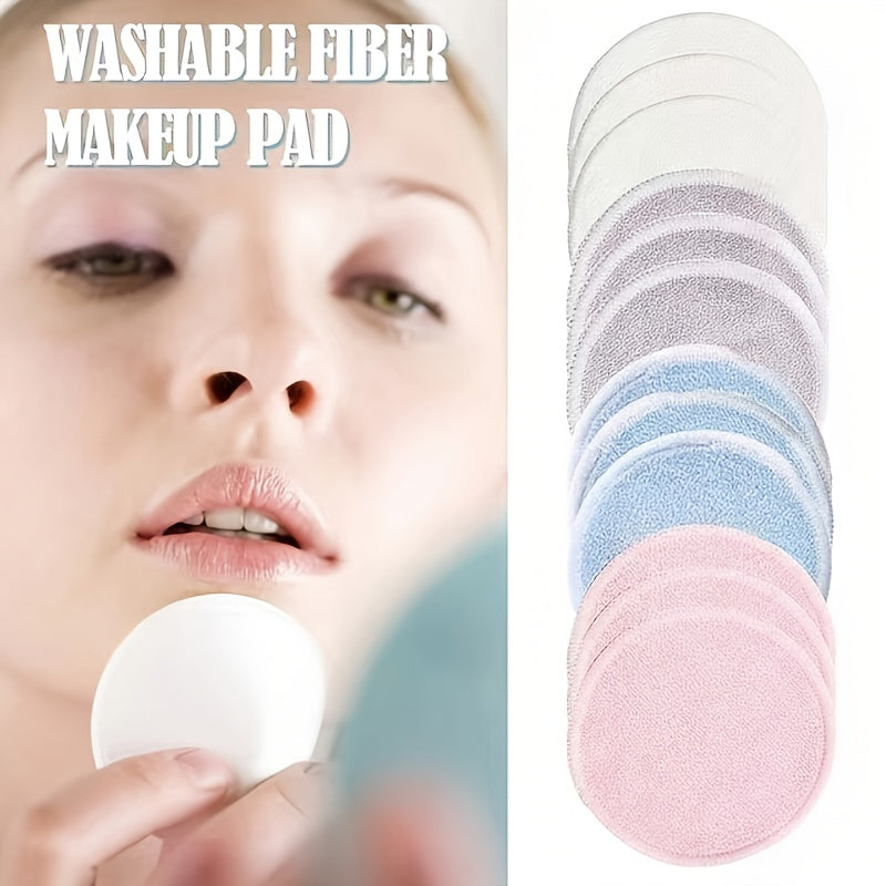 Ultra-Soft Microfiber Reusable Bamboo Makeup Remover Pads, Washable Rounds Cleansing Tools for Make Up Removal
