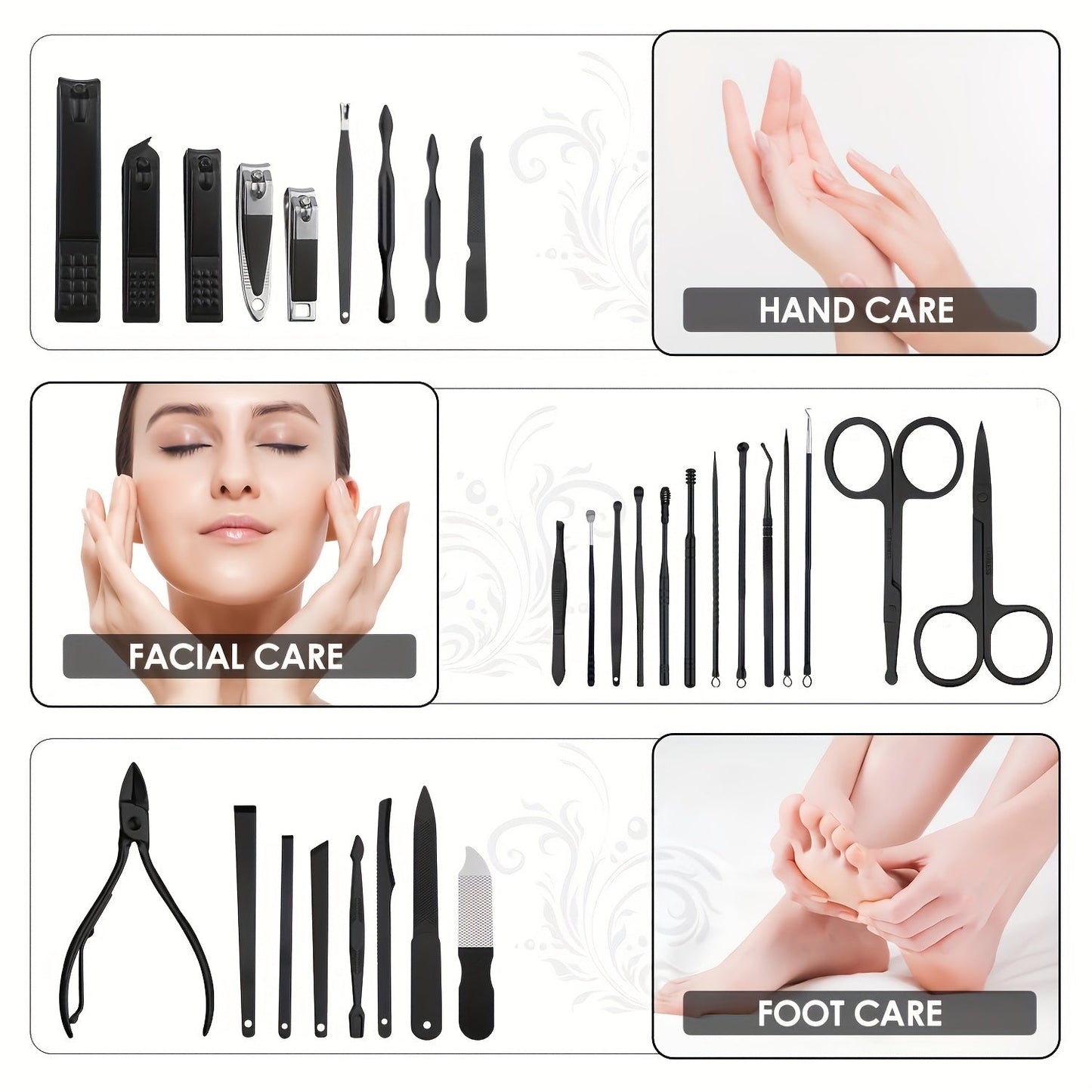30pcs Black Nail Clippers Kit