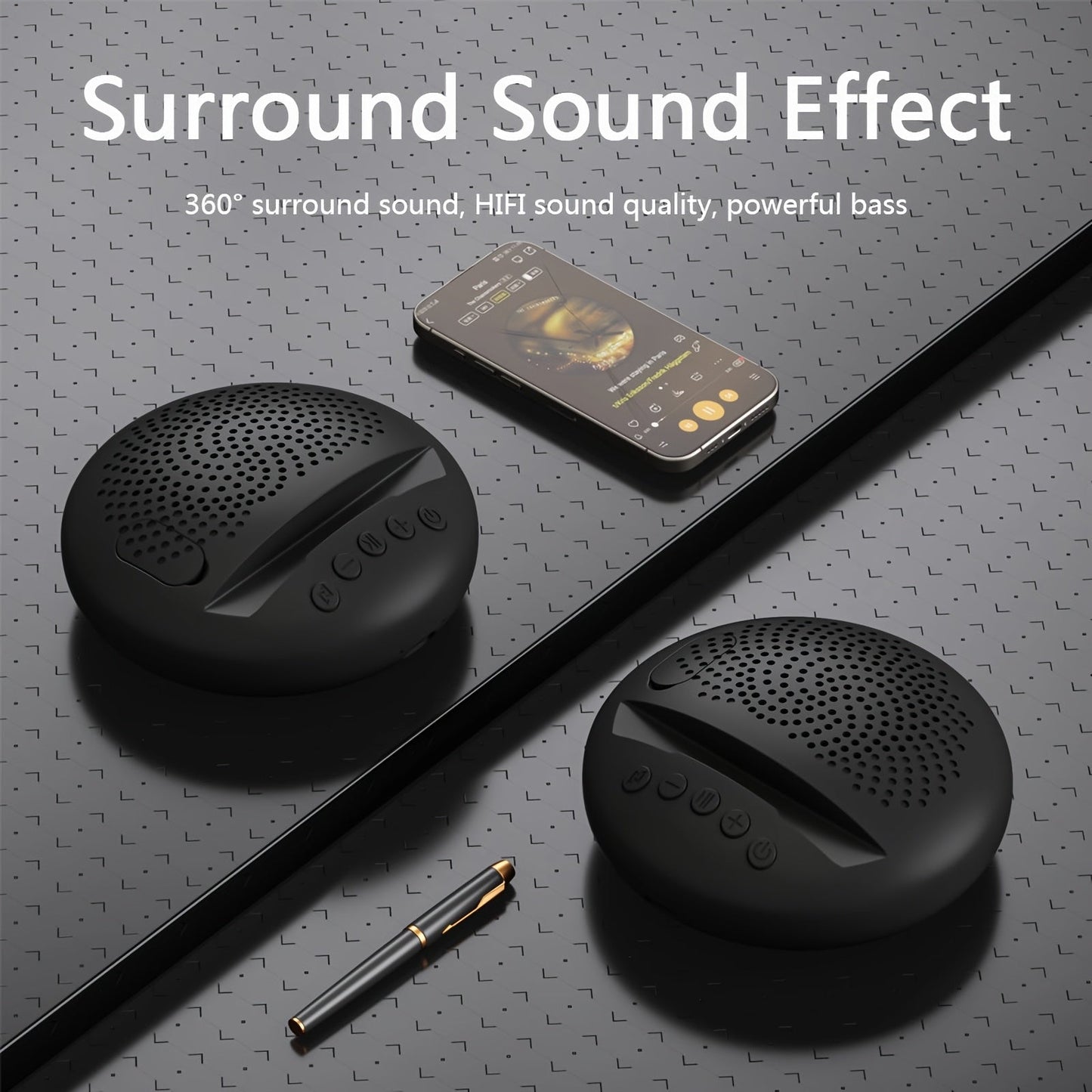 Portable Wireless Speaker, Multifunctional TWS Speaker Can Be Used As Phone Holder, With Two Slot Pen Holder, BT 5.3