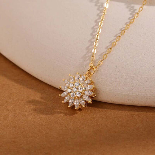 Spinning Golden Sunflower Necklace