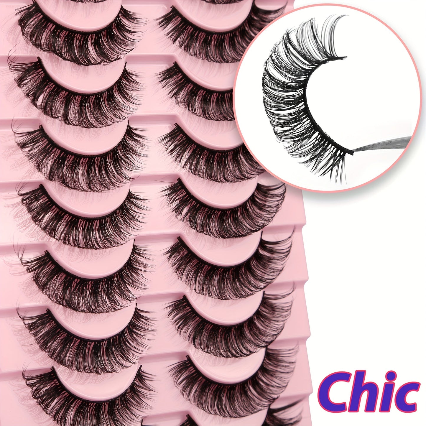10 Pairs Curly Faux Mink False Lashes
