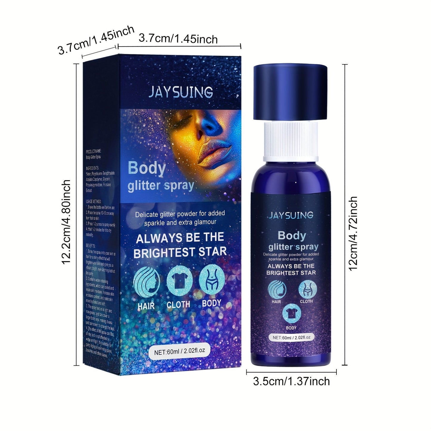 Facial, Body, Collarbone Hair Highlight Glitter Spray