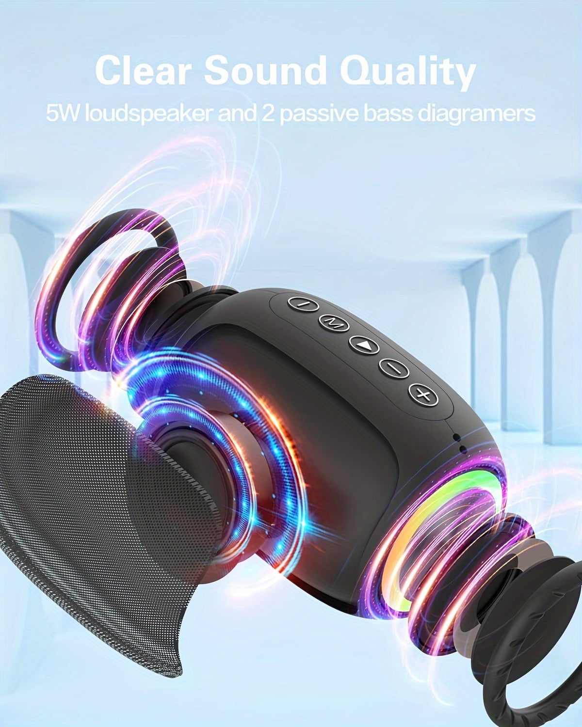 FOUBEAK 15W Stereo Portable Wireless Speaker, Speaker With LED Light, TWS, Outdoor Party Beach Camping Portable Speaker Holiday Gifts