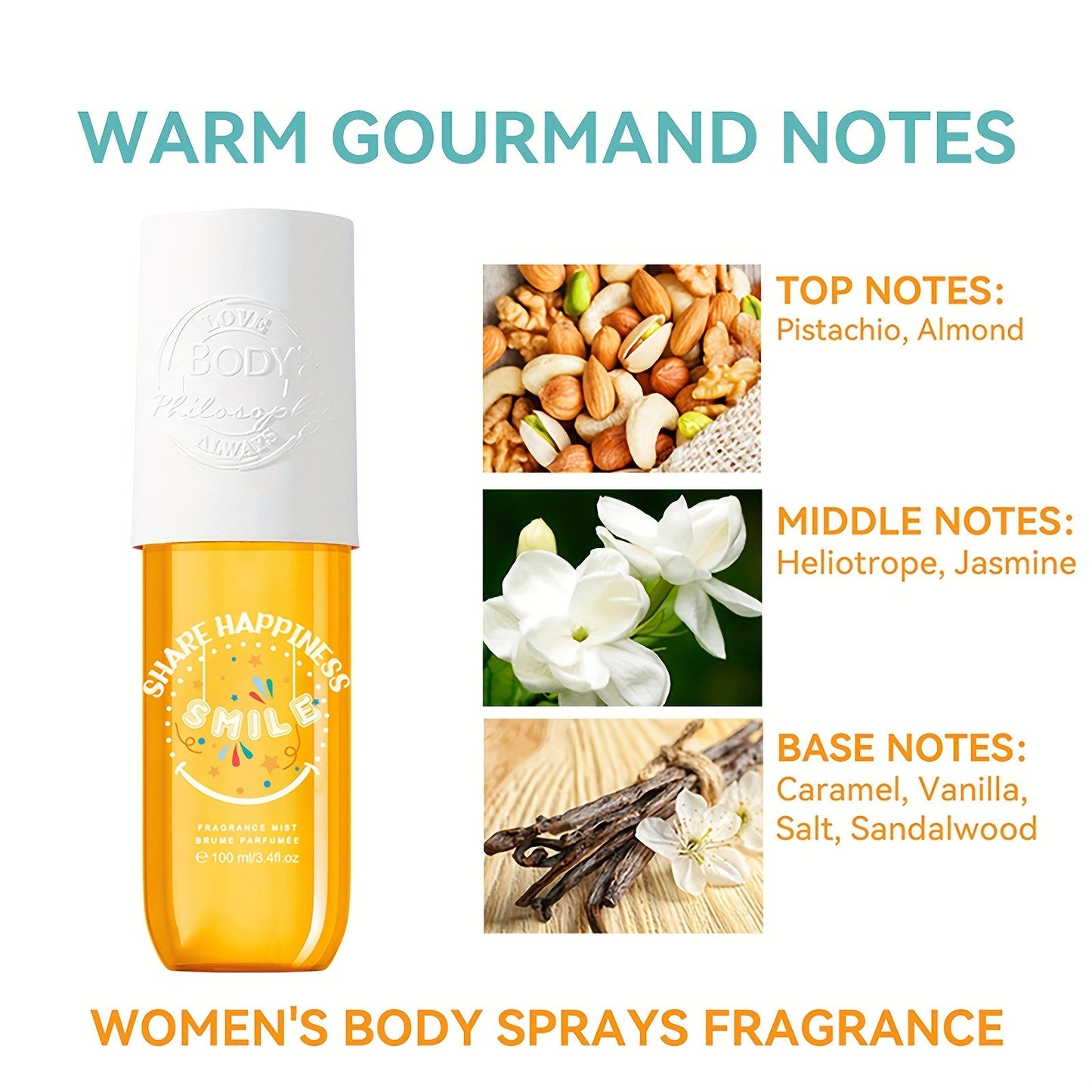 100ml 3.4fl.oz Body Spray For Women Hair And Body Mist with Gourmand Notes