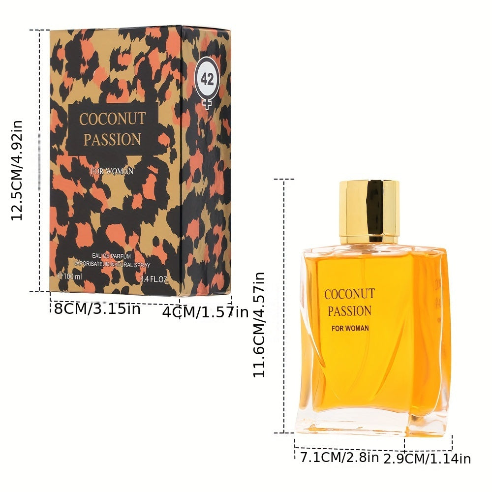 3.38oz Eau De Parfum For Women with Lasting Coconut, Vanilla, Chamomile Fragrance