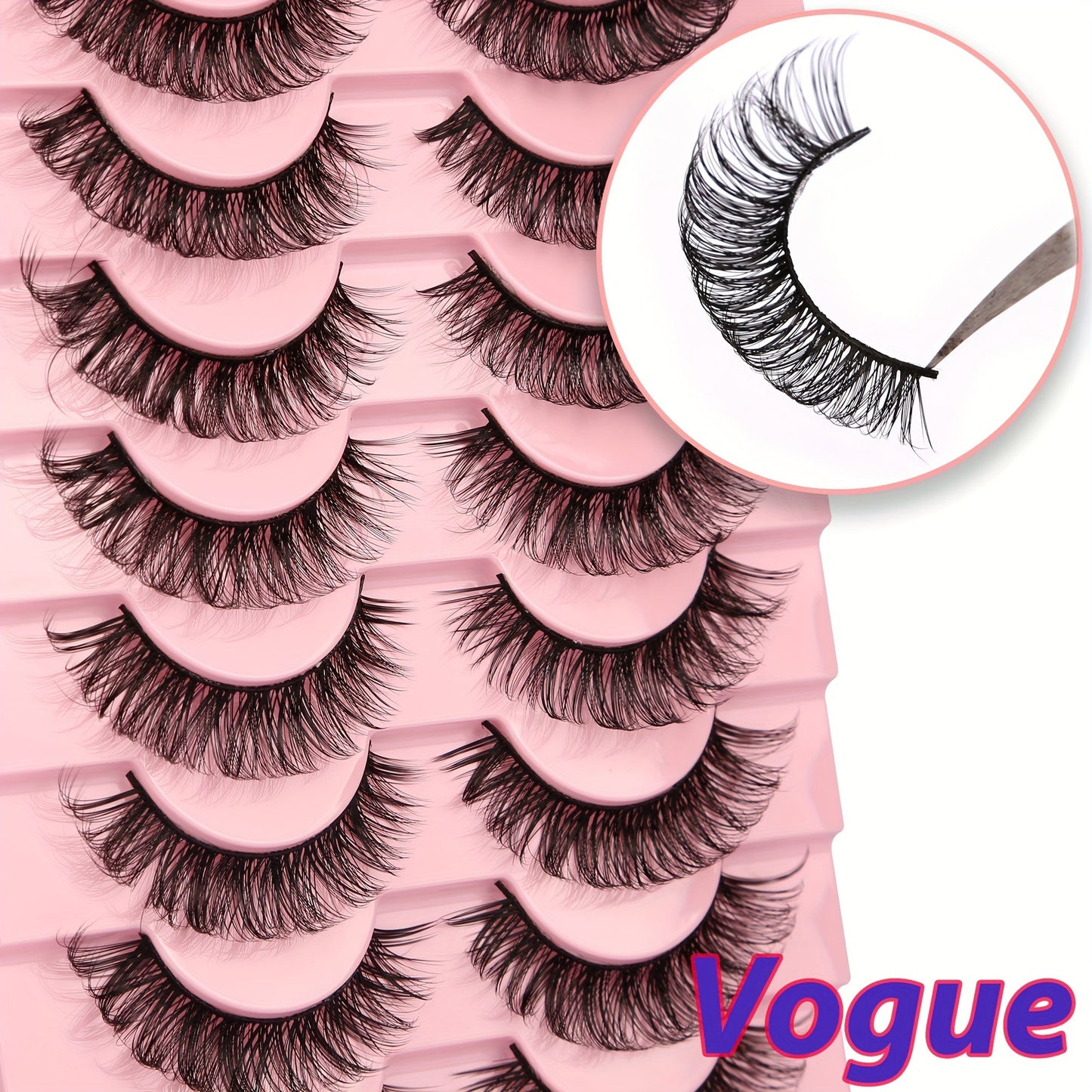 10 Pairs Curly Faux Mink False Lashes