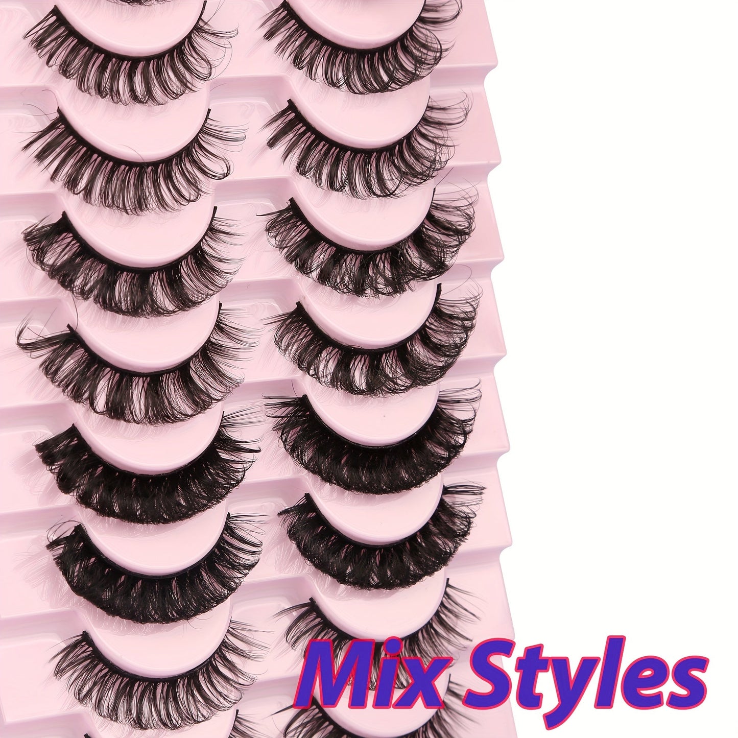 10 Pairs Curly Faux Mink False Lashes