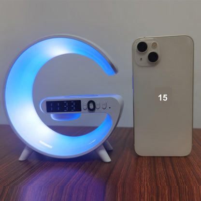 Wireless BT Speakers With Wireless Fast Charging, Rhythm RGB Light, Bar Smart Light, Sunrise Alarm Clock