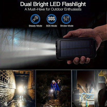 10000mAh Portable Solar Power Bank, 1 Piece Dual USB Output Port Power Bank With LED Light