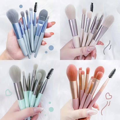 Portable Mini Makeup Brush Set with Storage Bag 8pcs