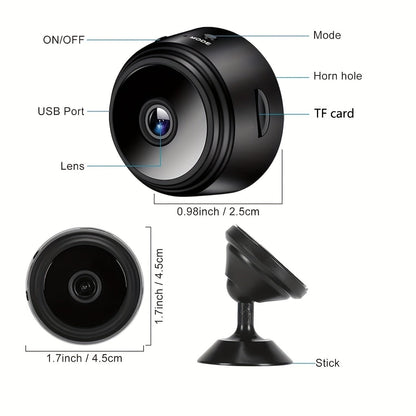 1pc Mini Smart Security Camera, WiFi Enabled, Non-Waterproof, Tabletop Mount, Dual Power USB/Battery, with USB Port