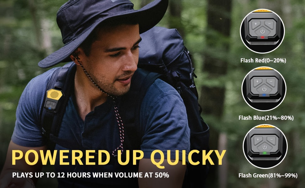 Mini SoundBite - Portable Clip-on Speaker with Built-in Microphone for Hands-free Music and Calls, Long-Lasting 12-Hour Battery Life