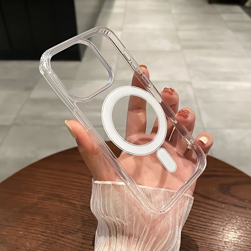 Magnetic Transparent Mobile Phone Case - Supports Wireless Charging For iPhone 16/15/14/13/12/11 Promax