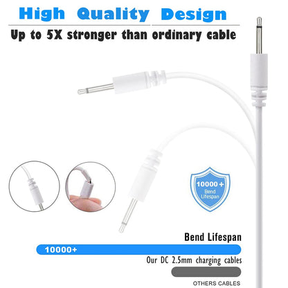 2pcs 3.3ft Long Fast Charging Cord Adapters - High-Speed USB to 2.5mm DC Jack Converters for Rechargeable Massager Wands