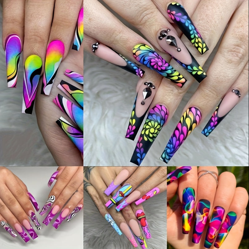 120pcs Acrylic Long Coffin Fake Nails