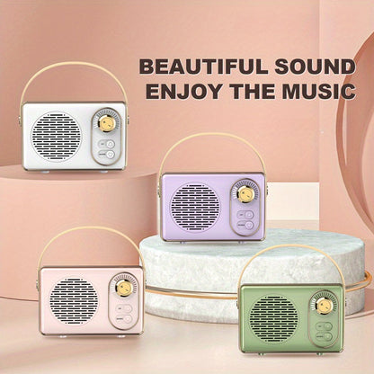 White Portable Retro Speaker, Wireless Small Speaker with USB Flash Drive TF Card, FM, Ideal for Family Gathering