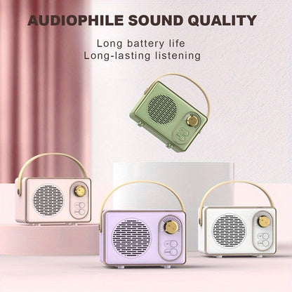 White Portable Retro Speaker, Wireless Small Speaker with USB Flash Drive TF Card, FM, Ideal for Family Gathering