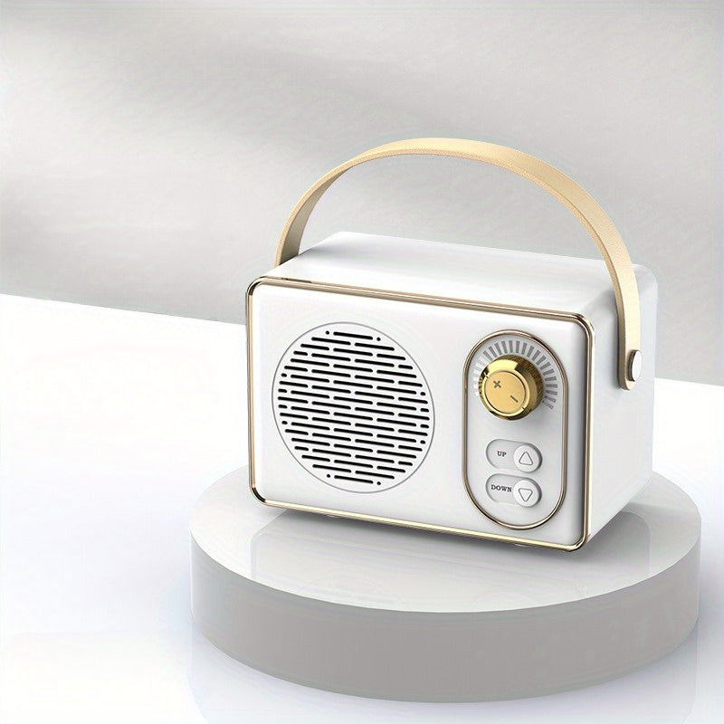 White Portable Retro Speaker, Wireless Small Speaker with USB Flash Drive TF Card, FM, Ideal for Family Gathering