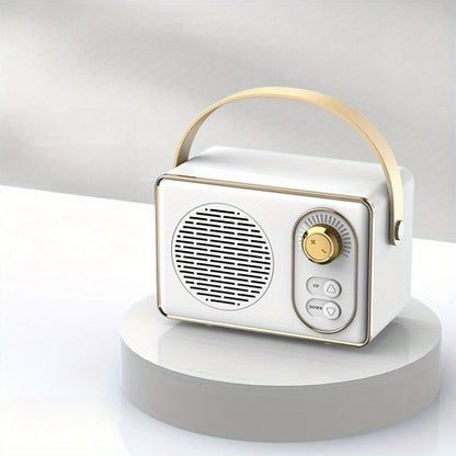 White Portable Retro Speaker, Wireless Small Speaker with USB Flash Drive TF Card, FM, Ideal for Family Gathering