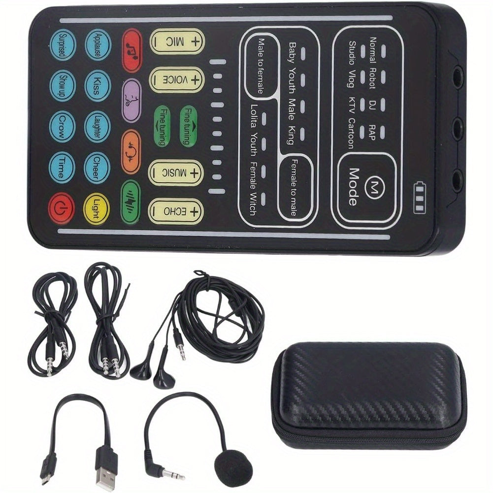 Handheld Voice Changer with 8 Different Sounds, 8 Built in Sound Effects, Surprise, High Device Compatibility, Small Size, Plug and Play