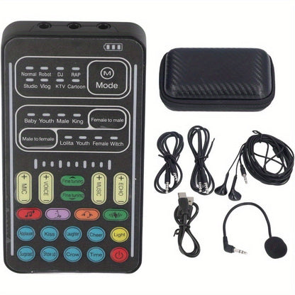 Handheld Voice Changer with 8 Different Sounds, 8 Built in Sound Effects, Surprise, High Device Compatibility, Small Size, Plug and Play