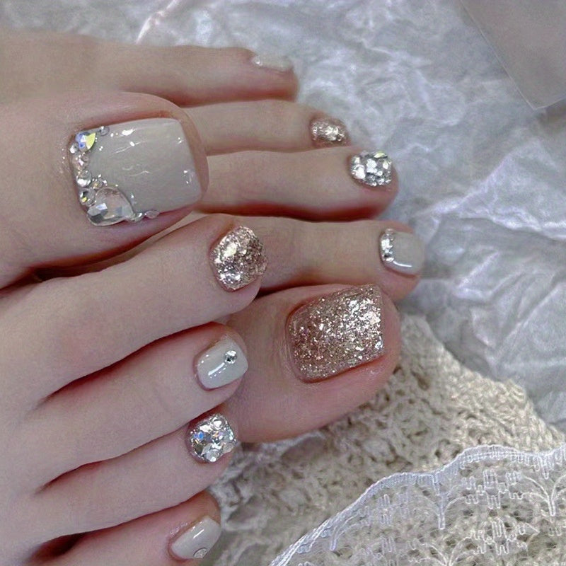 4 Boxes of Press-On Pedicure Nails with Rhinestones
