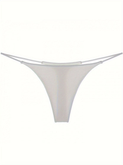 5 Pcs Double Spaghetti Straps Sexy Low Waisted T-Shaped Thong Bikini Women's Erotic Panties