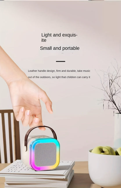 Set of 3 Portable Mini Karaoke Machines Featuring 2 Wireless Microphones - Rechargeable Via USB, Wireless Speaker Ideal for Birthday Celebrations