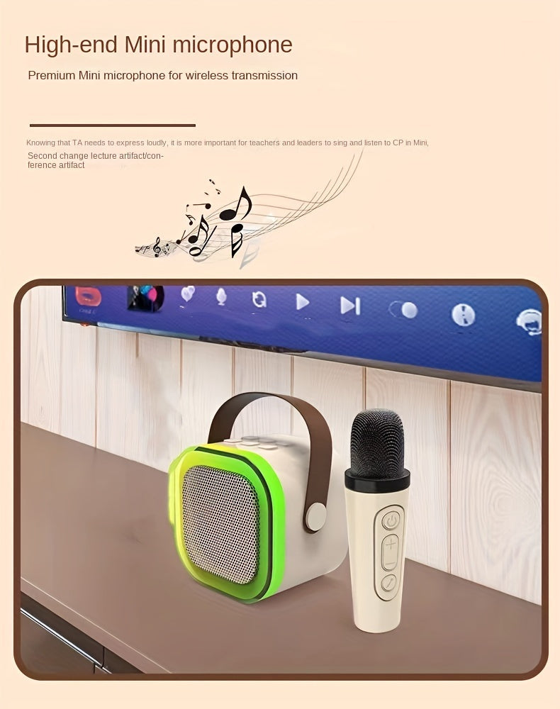 Set of 3 Portable Mini Karaoke Machines Featuring 2 Wireless Microphones - Rechargeable Via USB, Wireless Speaker Ideal for Birthday Celebrations