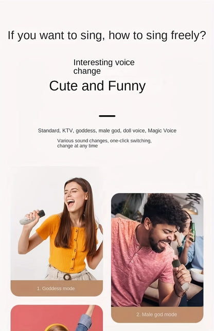 Set of 3 Portable Mini Karaoke Machines Featuring 2 Wireless Microphones - Rechargeable Via USB, Wireless Speaker Ideal for Birthday Celebrations