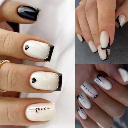 72 pcs (3 packs) Glossy Medium Square Fake Nail Set