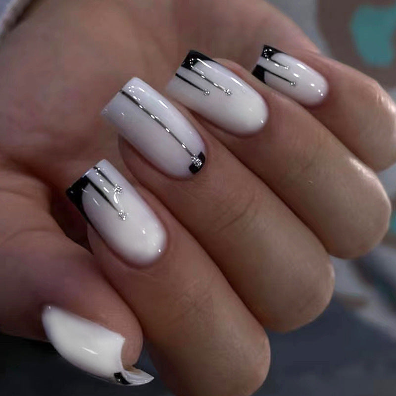 72 pcs (3 packs) Glossy Medium Square Fake Nail Set