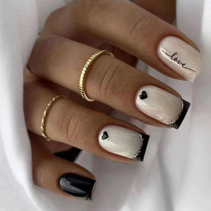 72 pcs (3 packs) Glossy Medium Square Fake Nail Set