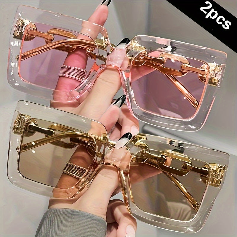 Luxury Oversized Square Fashion Glasses 2pcs