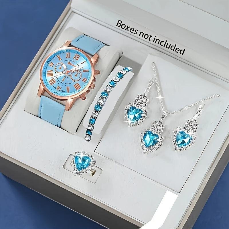 Elegant Quartz Wrist Watch and Jewelry Set
