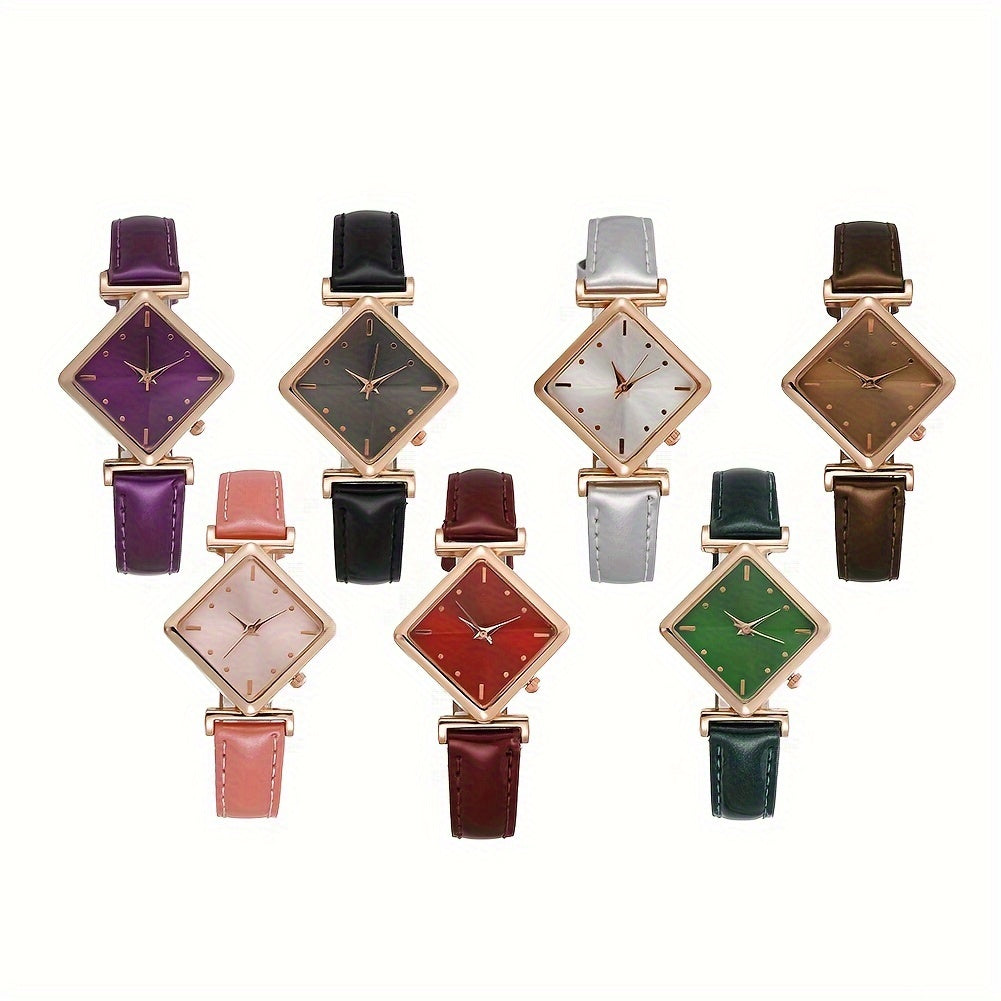 Elegant Timepiece for Women - Rhombus Pointer Quartz Watch with Retro Fashion Design, A