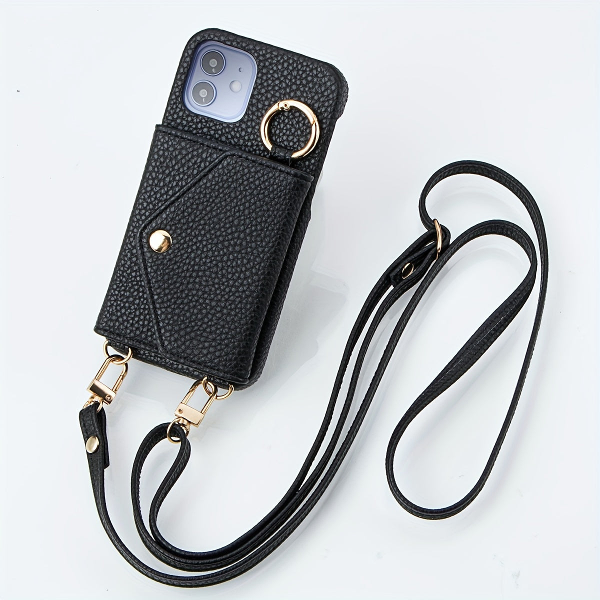 Artificial Leather Phone Case For iPhone 15 14 Plus 13 12 11 Pro Max With Long Lanyard, Crossbody Bag Shockproof Cover & Mirror