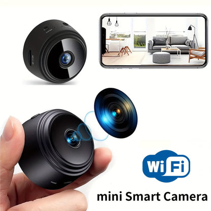 1pc Mini Smart Security Camera, WiFi Enabled, Non-Waterproof, Tabletop Mount, Dual Power USB/Battery, with USB Port