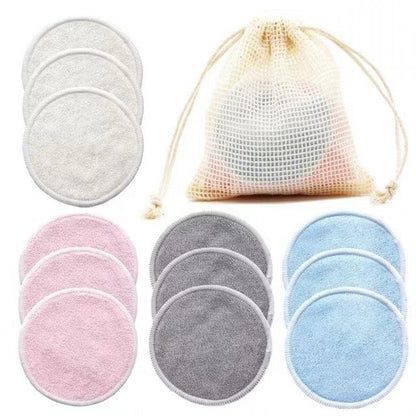 Ultra-Soft Microfiber Reusable Bamboo Makeup Remover Pads, Washable Rounds Cleansing Tools for Make Up Removal