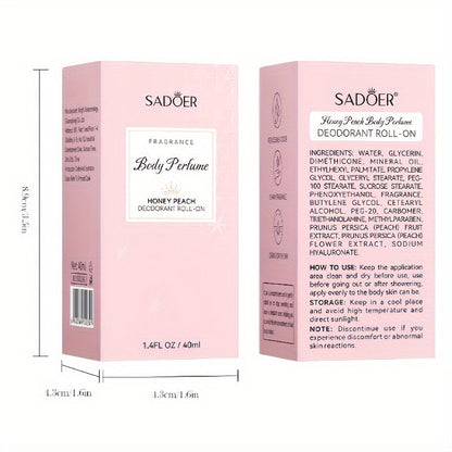 Refreshing Honey Peach Body Perfume, Roll Deodorant Balm Solid For Women 40ml